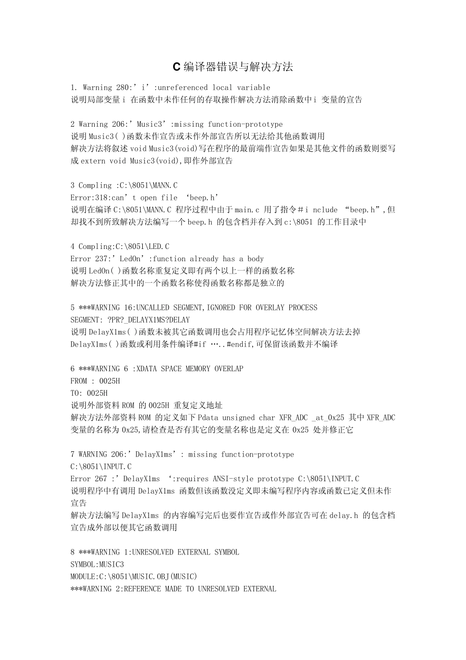 C语言keil编译器提示错误的解决方法_第1页