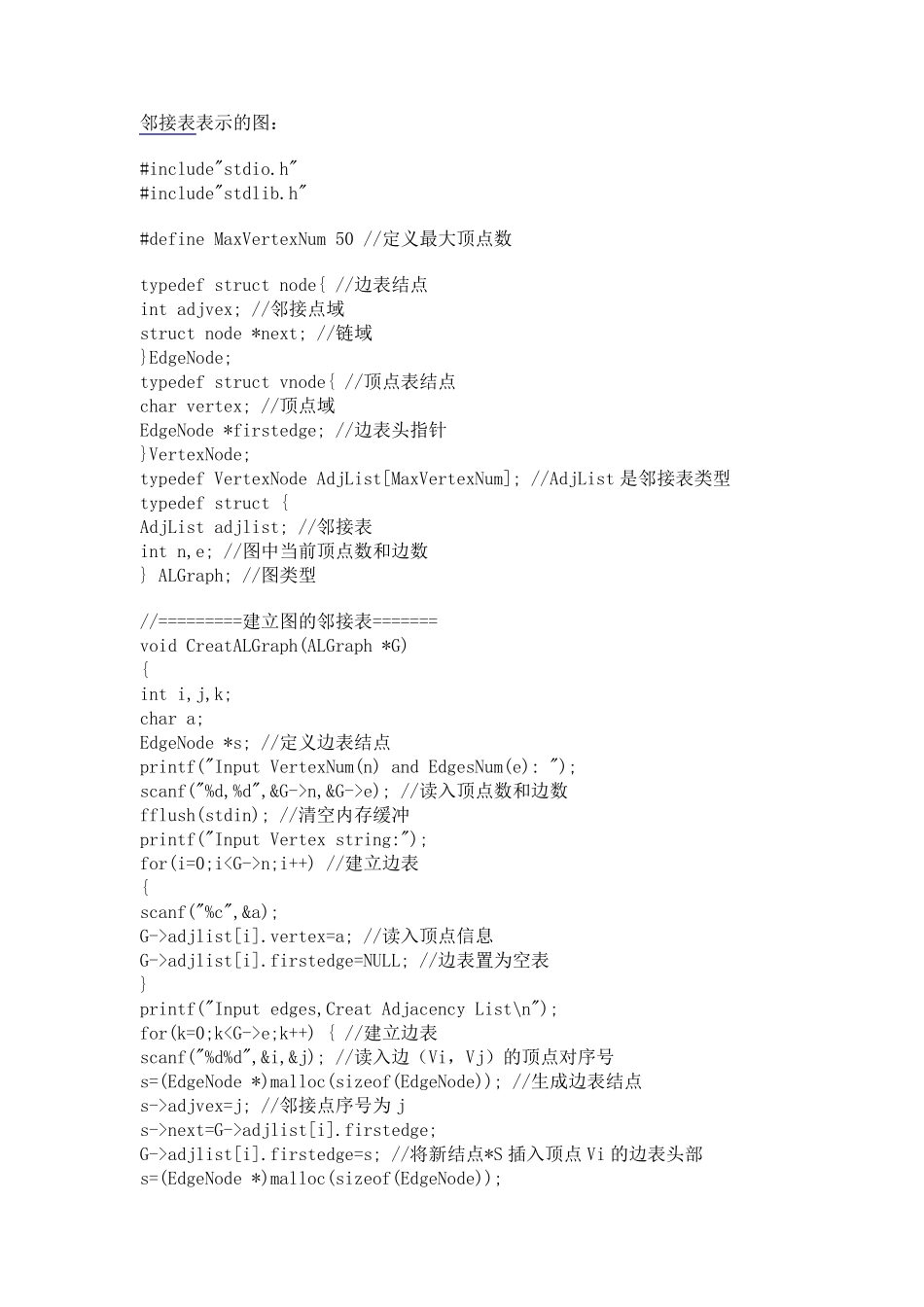 C语言版图的深度和广度优先遍历源代码_第1页