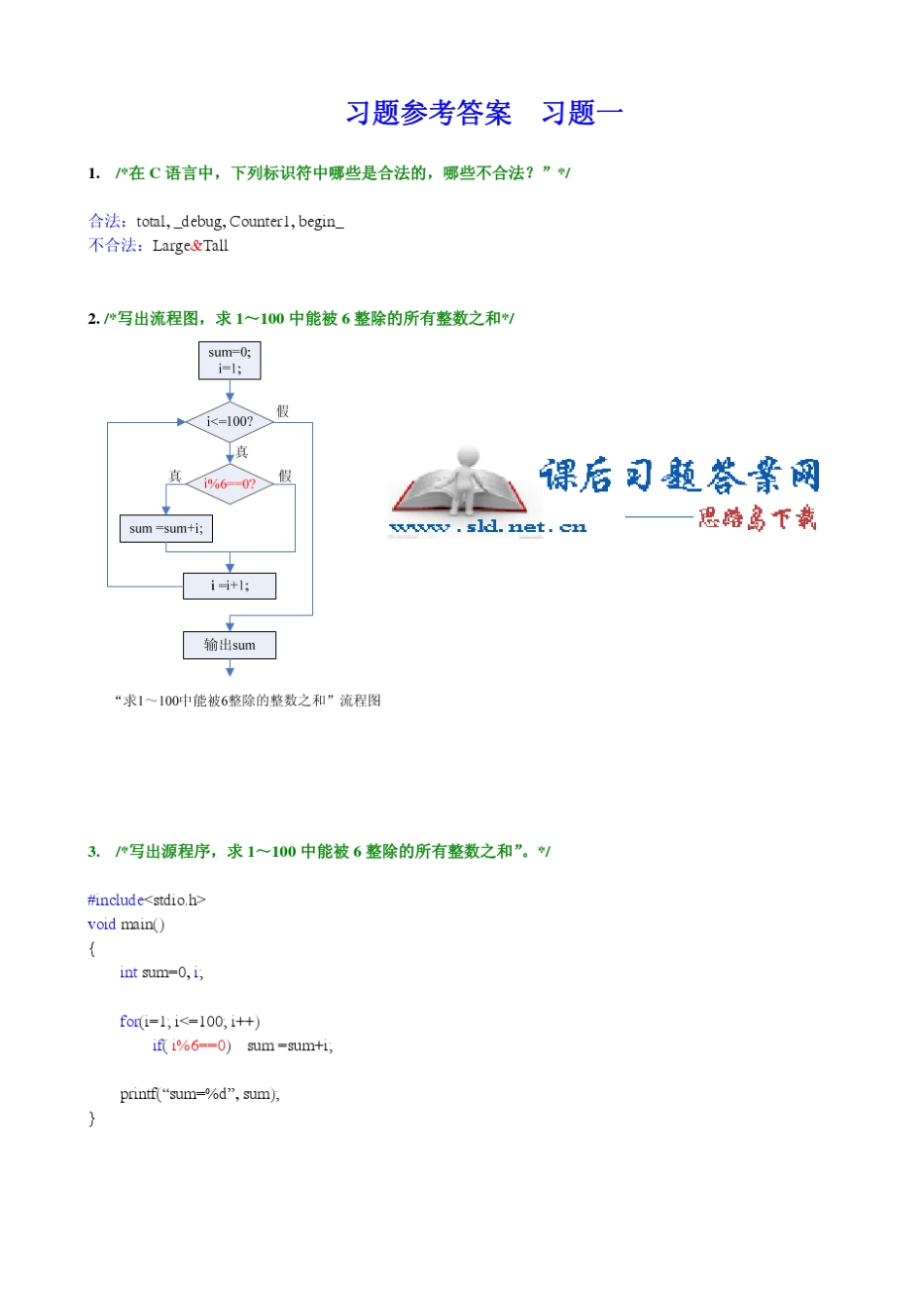 C语言程序设计(何钦铭颜晖著)课后习题答案浙江科学技术出版社_第1页