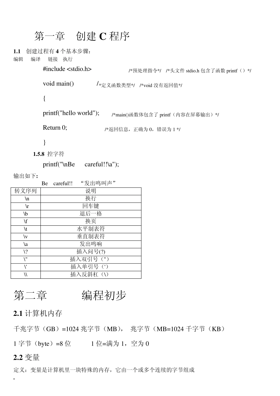 C语言经典入门浓缩精华(未完成)_第1页