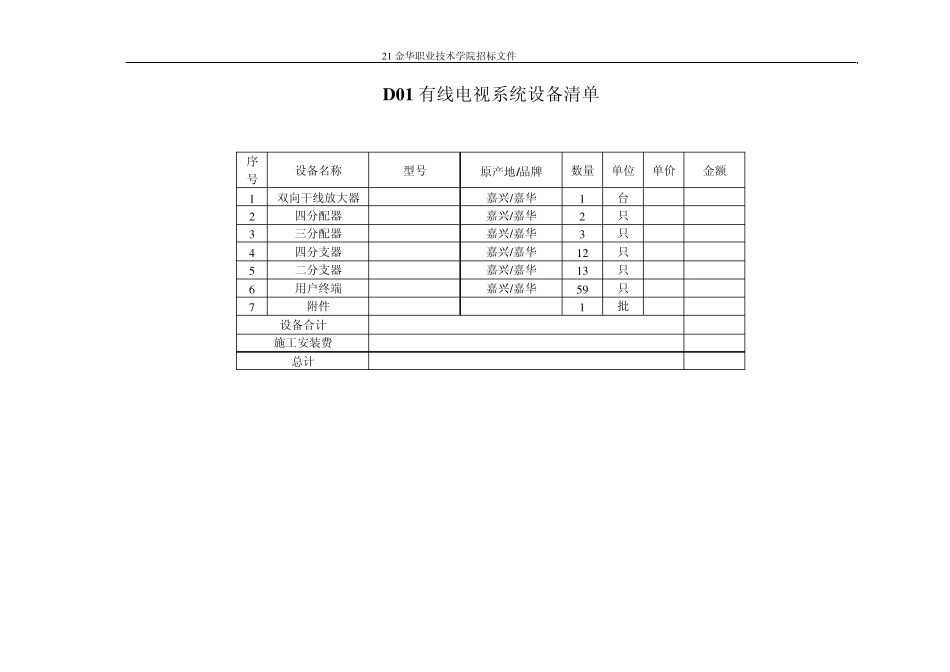 D01综合布线系统设备清单_第3页