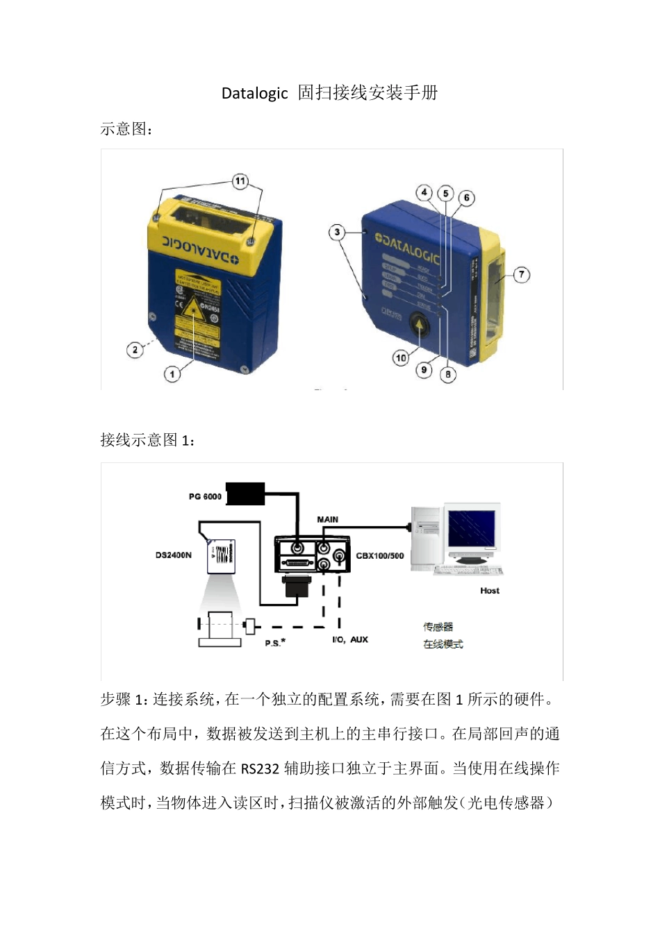 Datalogic固扫接线安装手册(CBX100DS48001005)_第1页