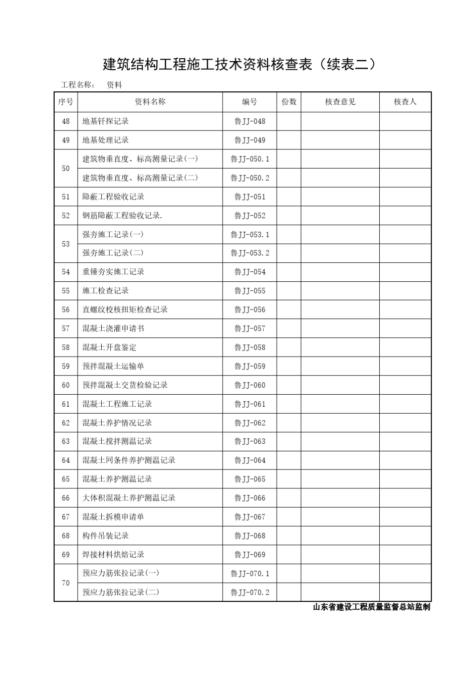 DB37T50722016山东建筑工程建筑结构施工技术资料jj资料表格_第3页