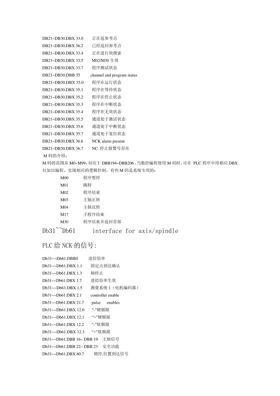DB块的内容说明及常用信号和功能块及功能说明_第3页