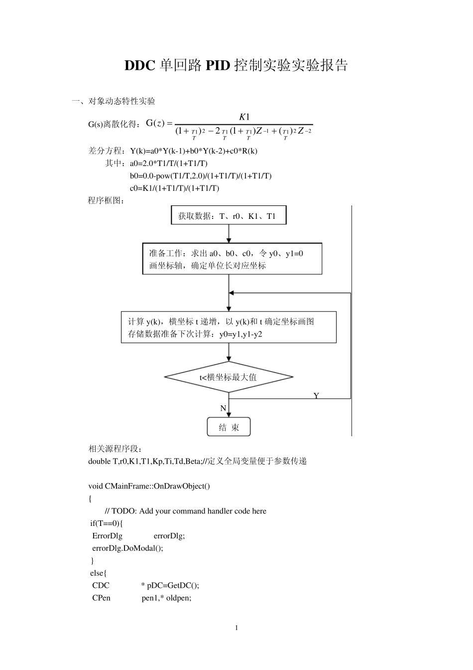 DDC单回路PID控制实验实验报告_第1页