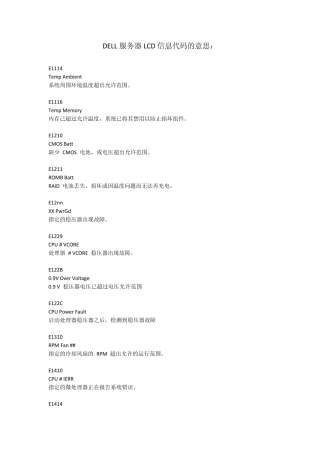 DELL服务器LCD液晶面板信息代码