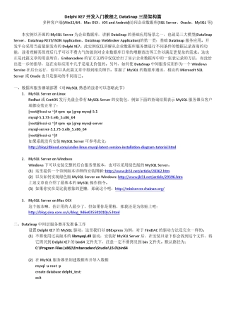 DelphiXE7开发入门教程之DataSnap三层架构篇第一部分预览