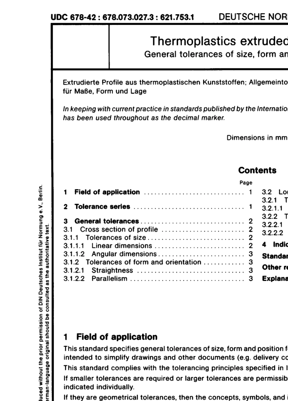 DIN169411986热塑性塑料的挤压型材.尺寸.形状和塑料层的一般公差_第1页