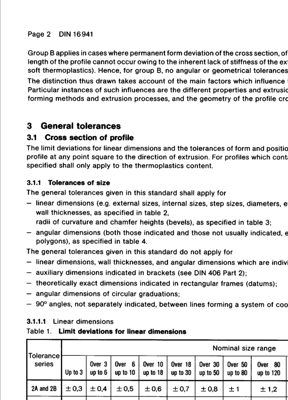 DIN169411986热塑性塑料的挤压型材.尺寸.形状和塑料层的一般公差_第2页