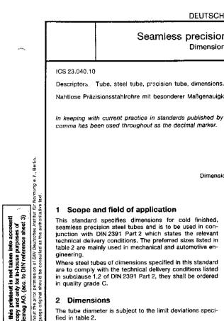 DIN239111994英文版冷拔或冷轧精密无缝钢管第一部分