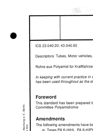 DIN733781996汽车用聚酰氨管(Polyamidetubingformotorvehicles)