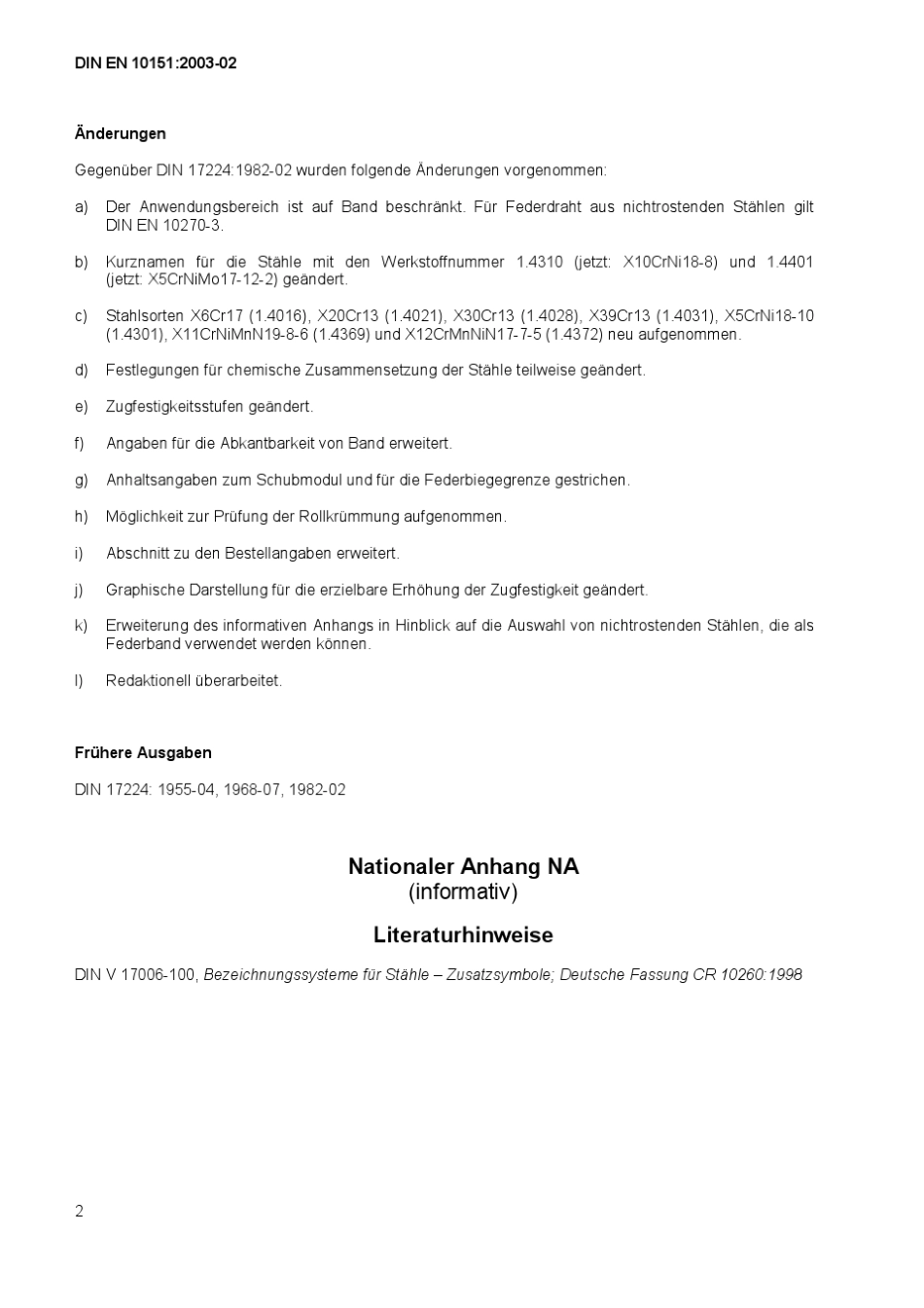 DINEN101512003弹簧用不锈钢钢带交货技术条件_第2页