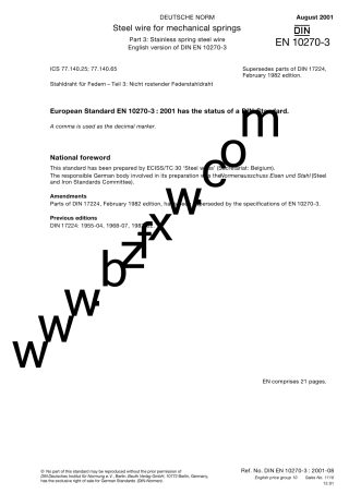 DINEN1027032001机械弹簧用钢丝.第3部分不锈钢弹簧钢丝