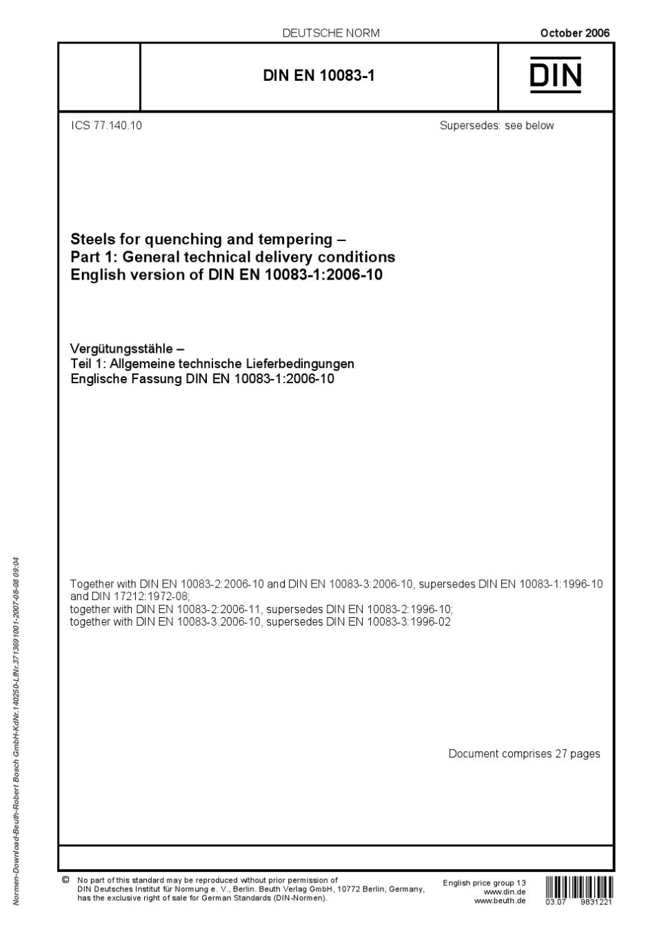 DIN_EN_100831_2006调质钢一般供货技术条件_第1页