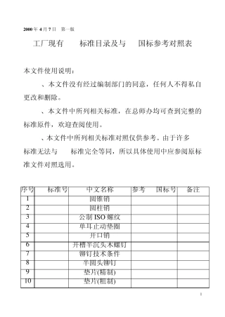 DIN、GB参考对照表