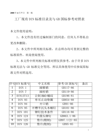 DIN标准与GB国标参考对照表