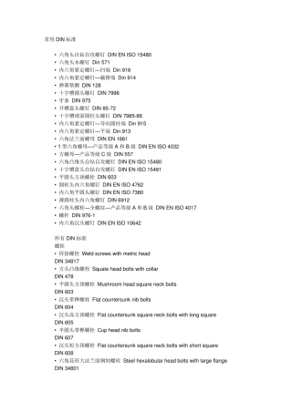 DIN螺丝标准