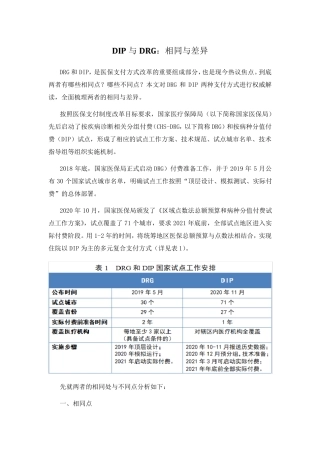 DIP与DRG：相同与差异