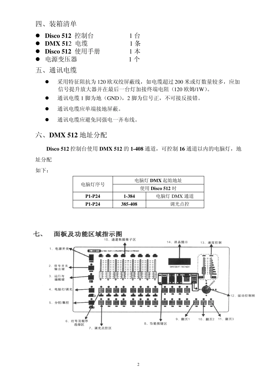 Disco512电脑灯控制台说明书_第3页