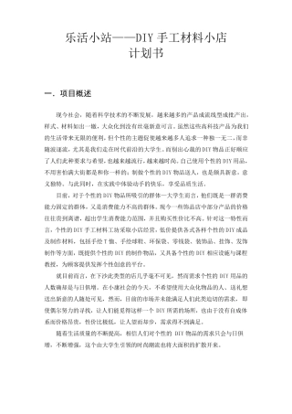 DIY创业计划书