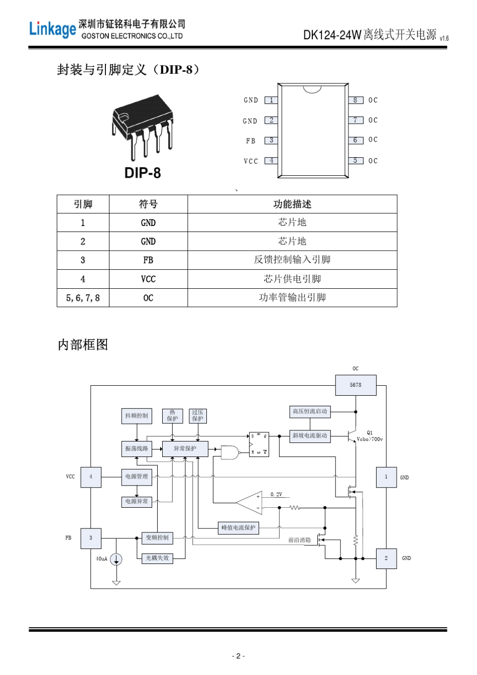 DK124离线式24W开关电源芯片_第2页