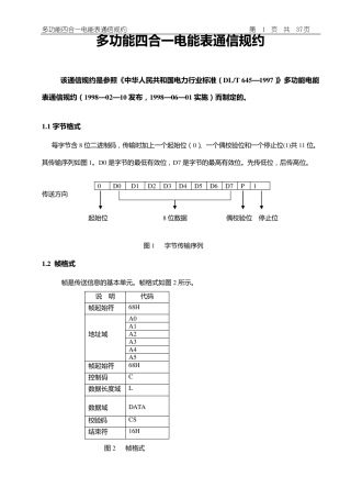 DLT6451997多功能表通信规约