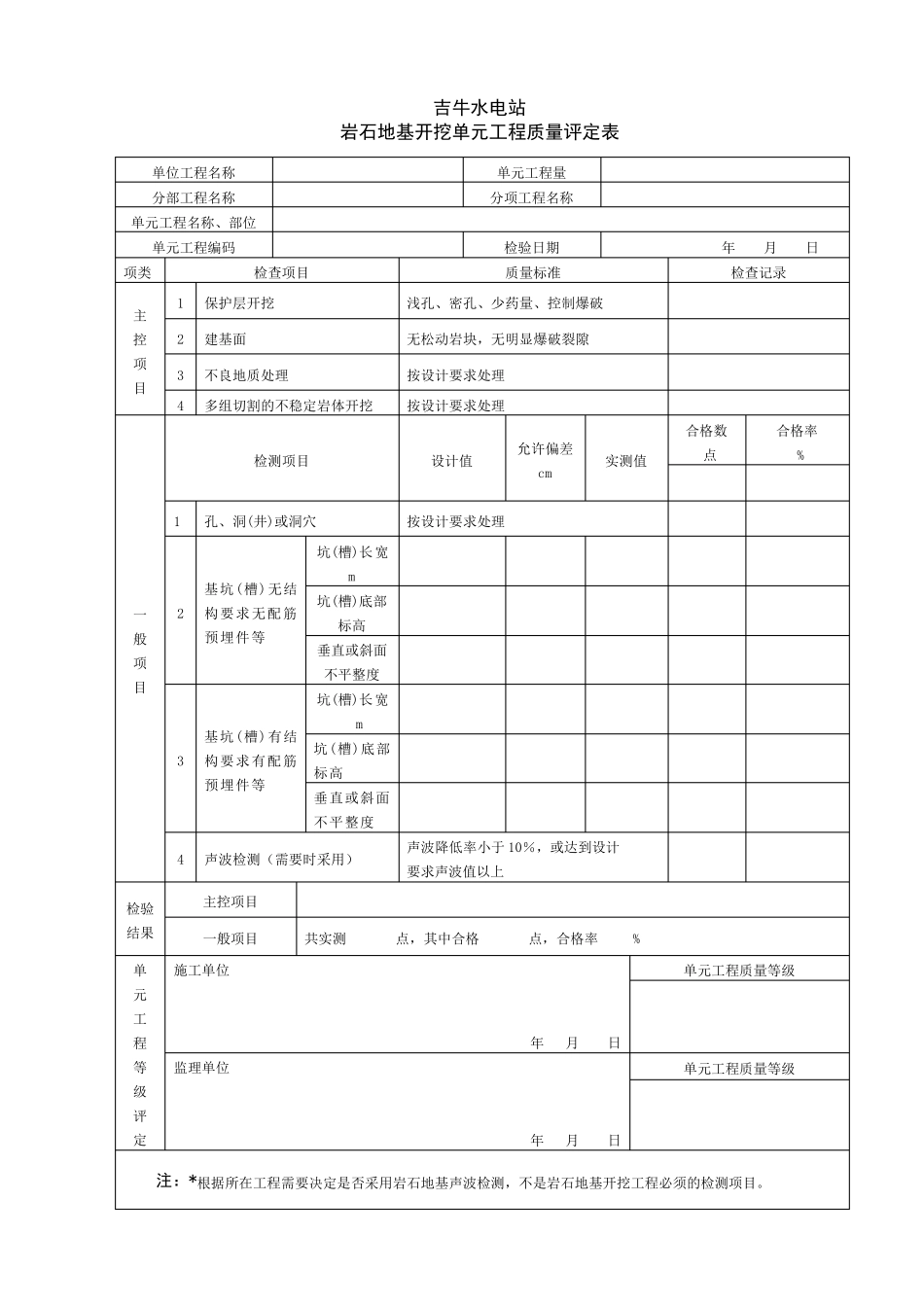 DL／T5113.12005水利水电单元工程质量等级评定表格_第2页