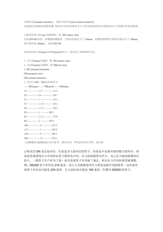 DN,内径,外径
