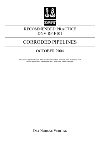 DNVRPF101(挪威船级社RPF101油气管道腐蚀评价推荐标准2004.10)