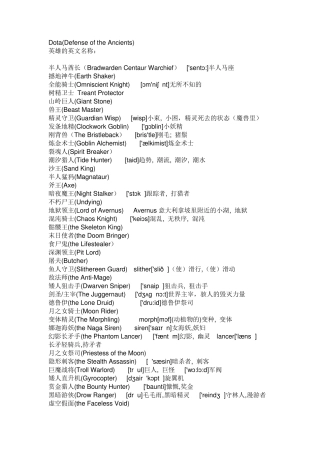 dota英雄和装备的英文名称