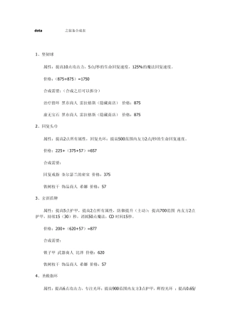 DOTA装备合成表_带物品购买地址