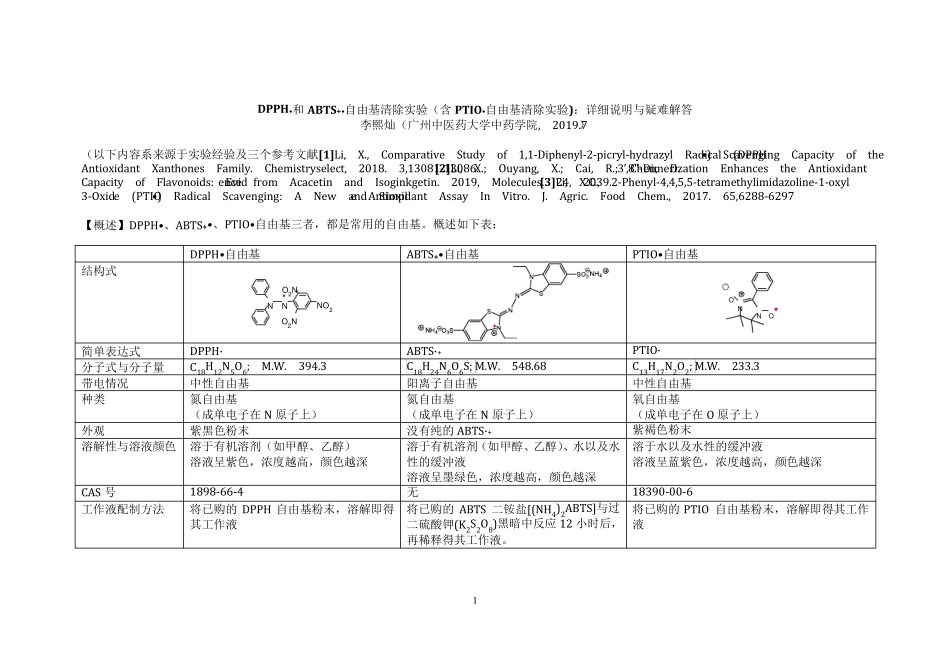 DPPH和ABTS、PTIO自由基清除实验操作图解李熙灿XicanLi_第1页
