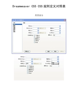 DreamweaverCS5CSS规则定义对照表
