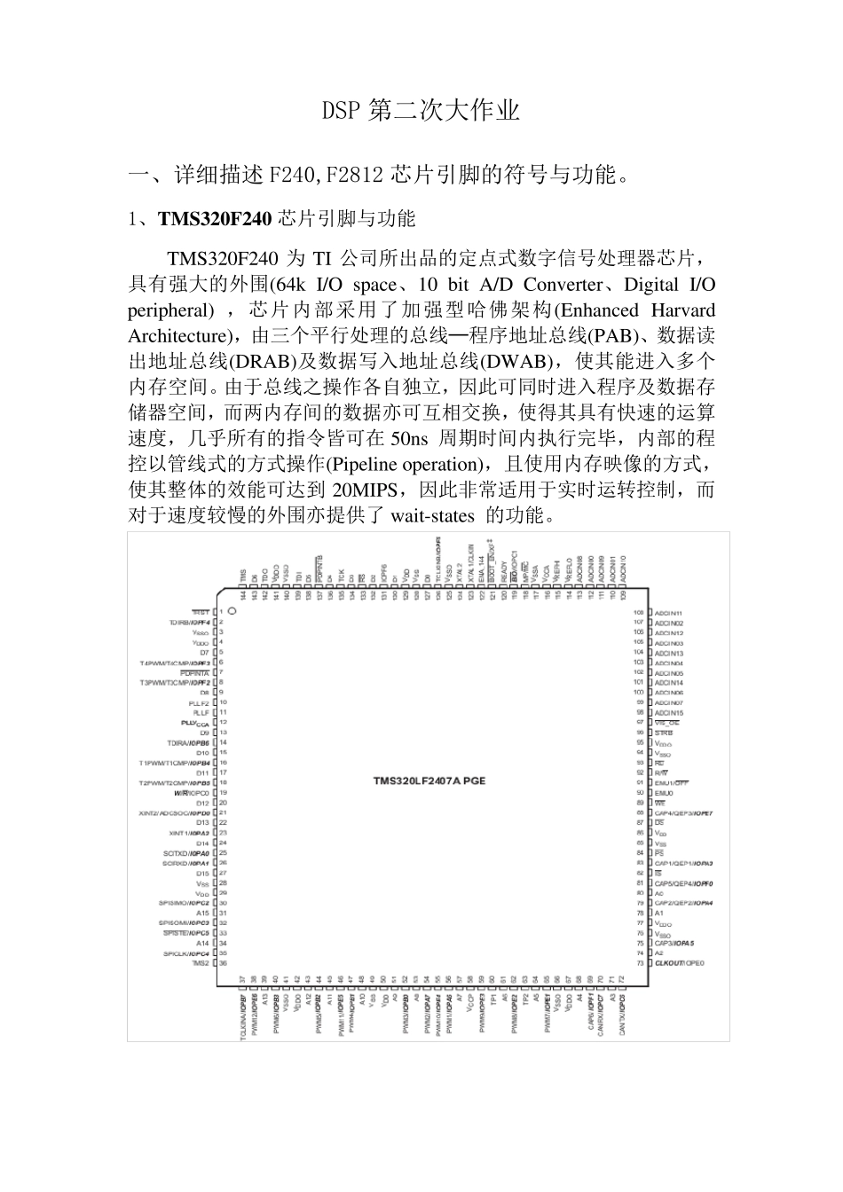 DSPTMS320F240芯片引脚与功能_第1页