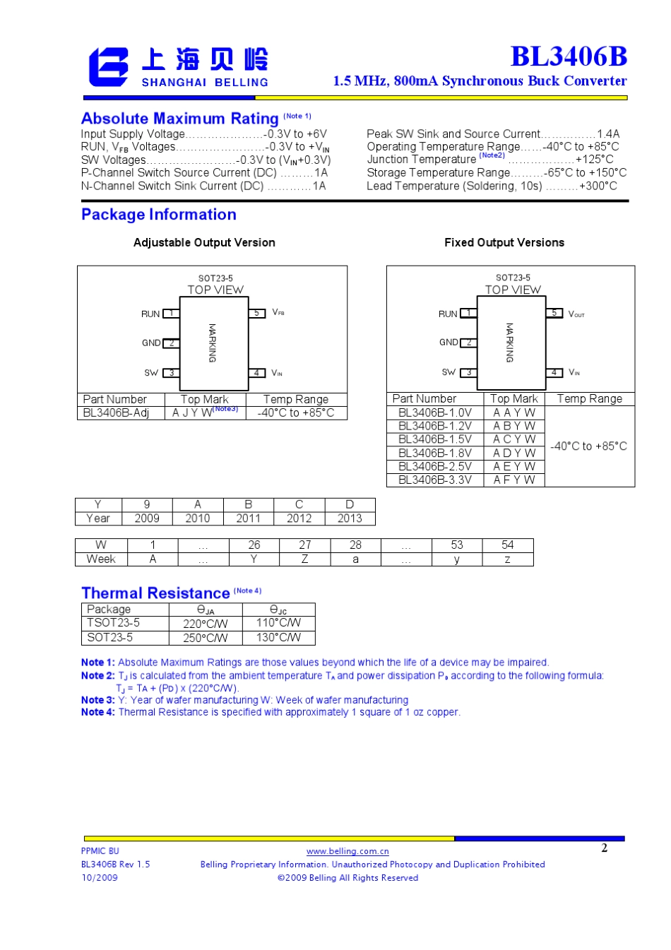 DS_BL3406B800mA同步降压DCDCinSOT235(EN,V1.5)_第2页
