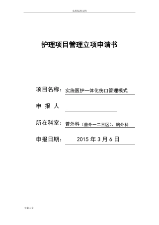 实施医护一体化伤口管理系统模式