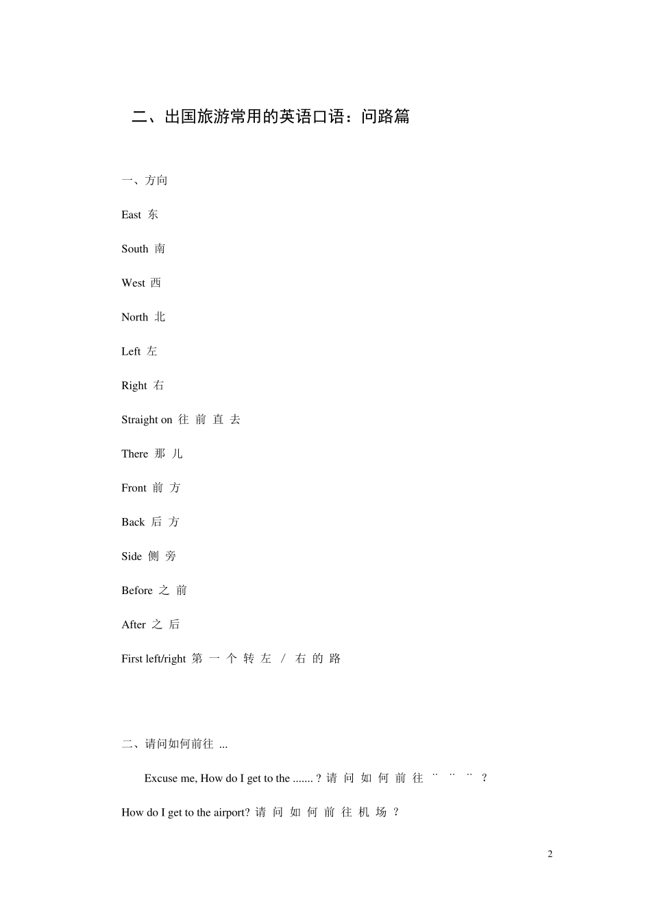 实用出国旅游常用英语口语_第2页