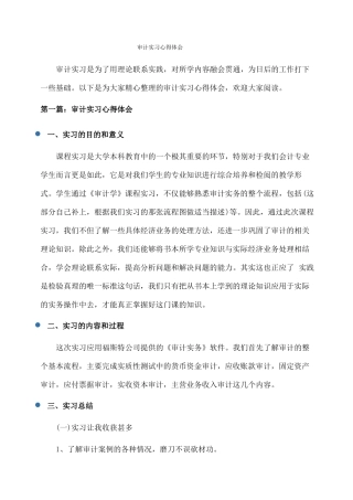 审计实习心得体会体会心得