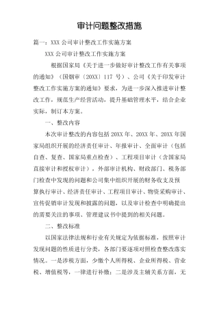 审计问题整改措施