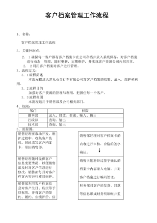 客户档案管理工作流程