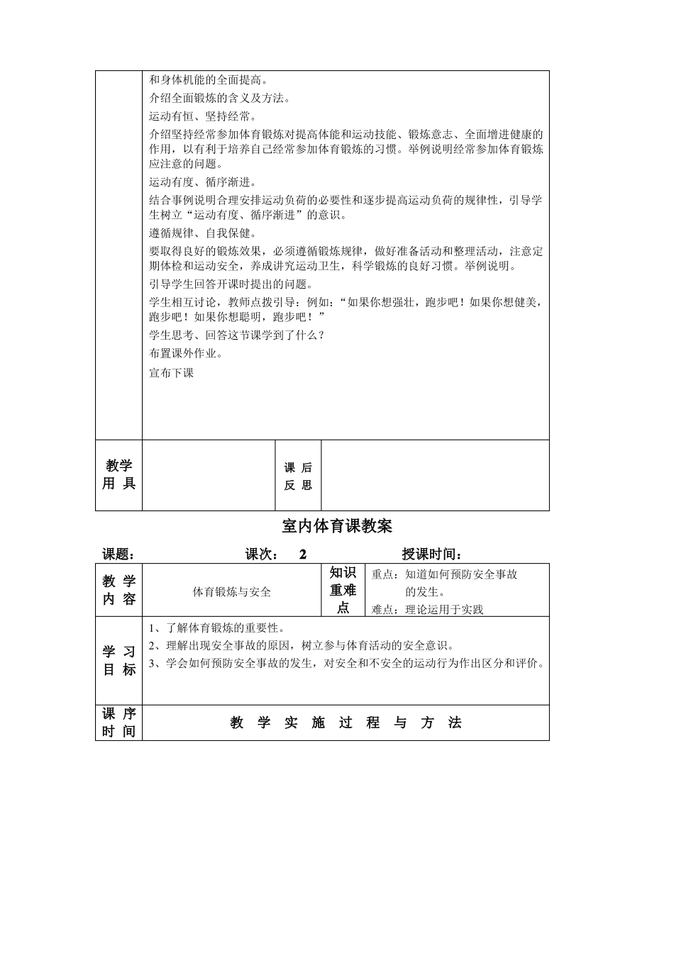 室内体育课教案_第2页