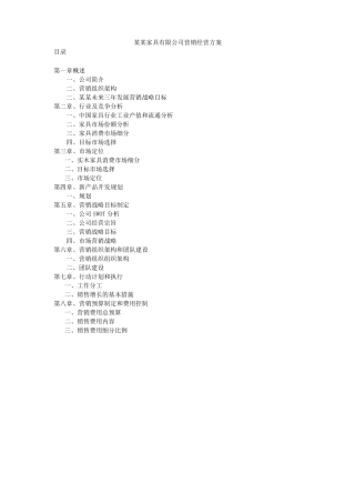 家具有限公司营销规划方全案