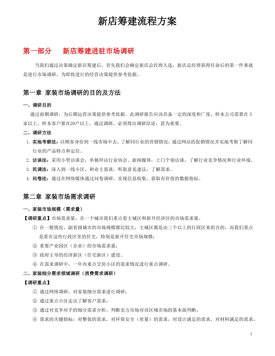 家装企业新店筹建流程方案_第1页