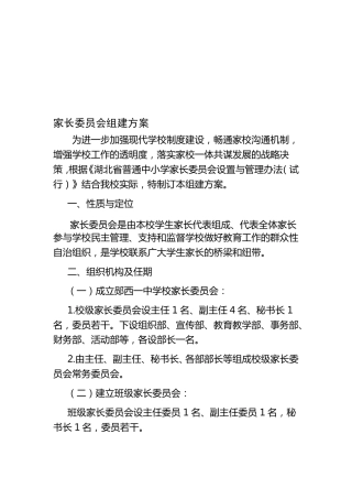 家长委员会组建方案