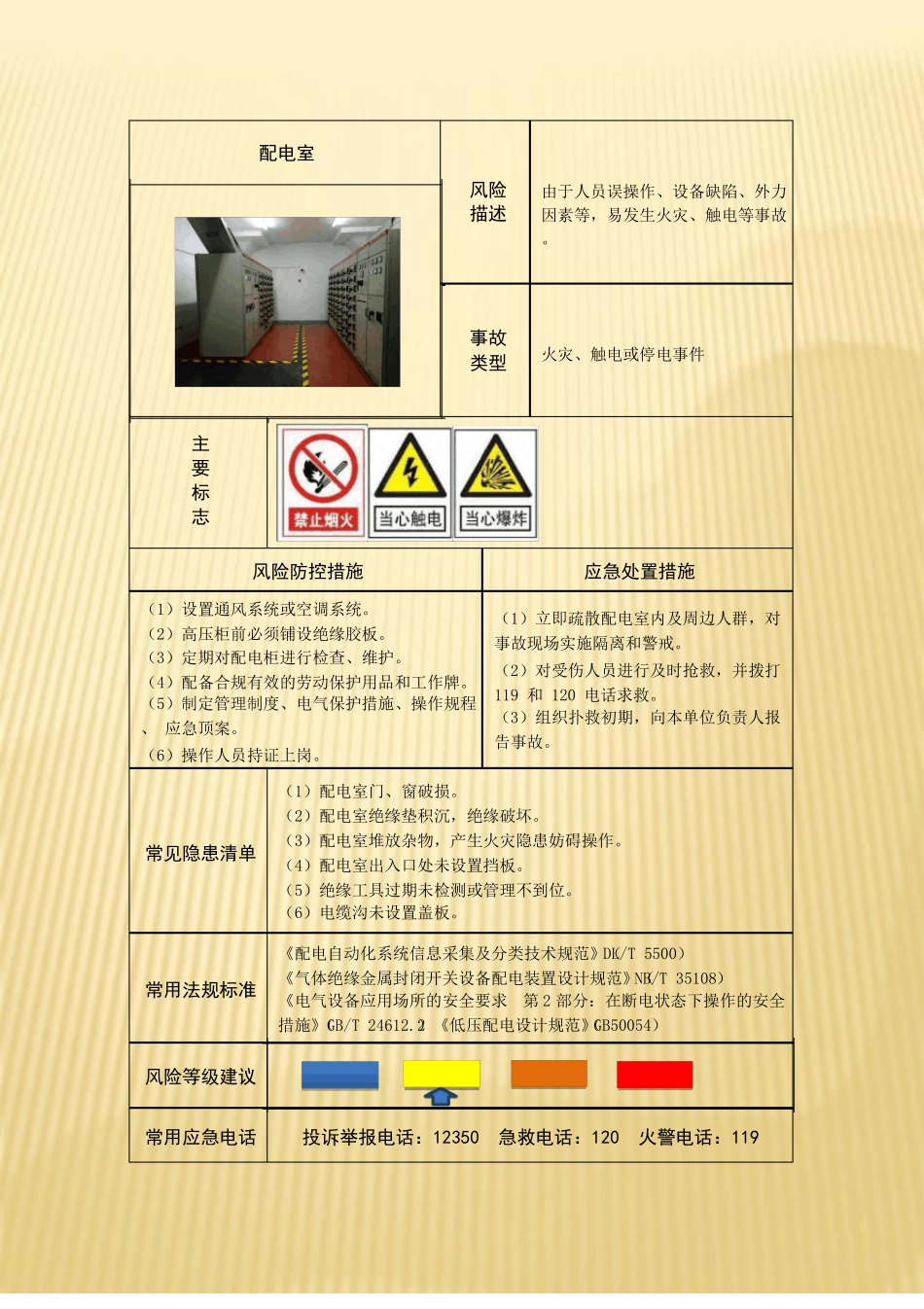 宾馆饭店风险告知卡_第1页