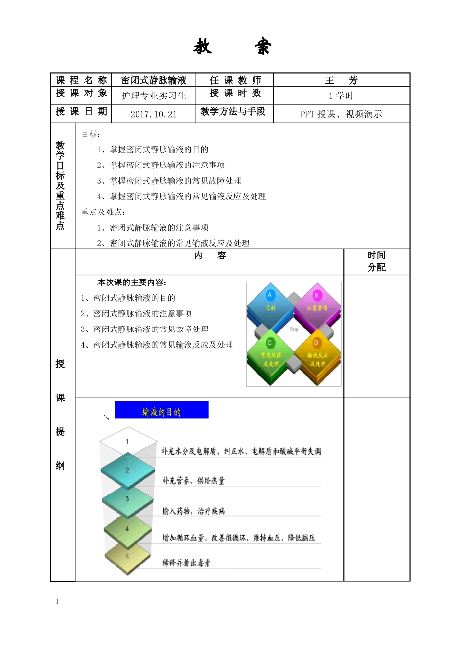 密闭式静脉输液教案_第1页