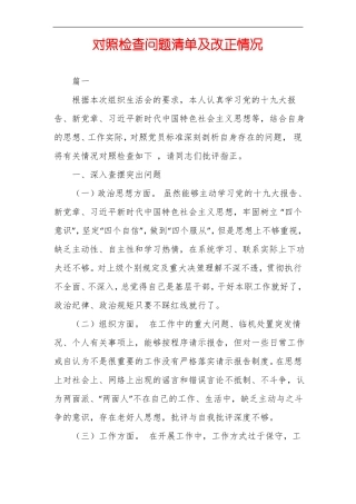 对照检查问题清单及改正情况