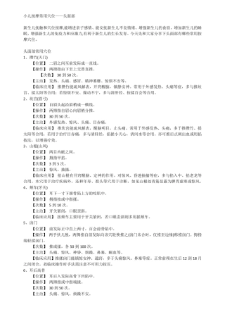 小儿按摩常用穴位