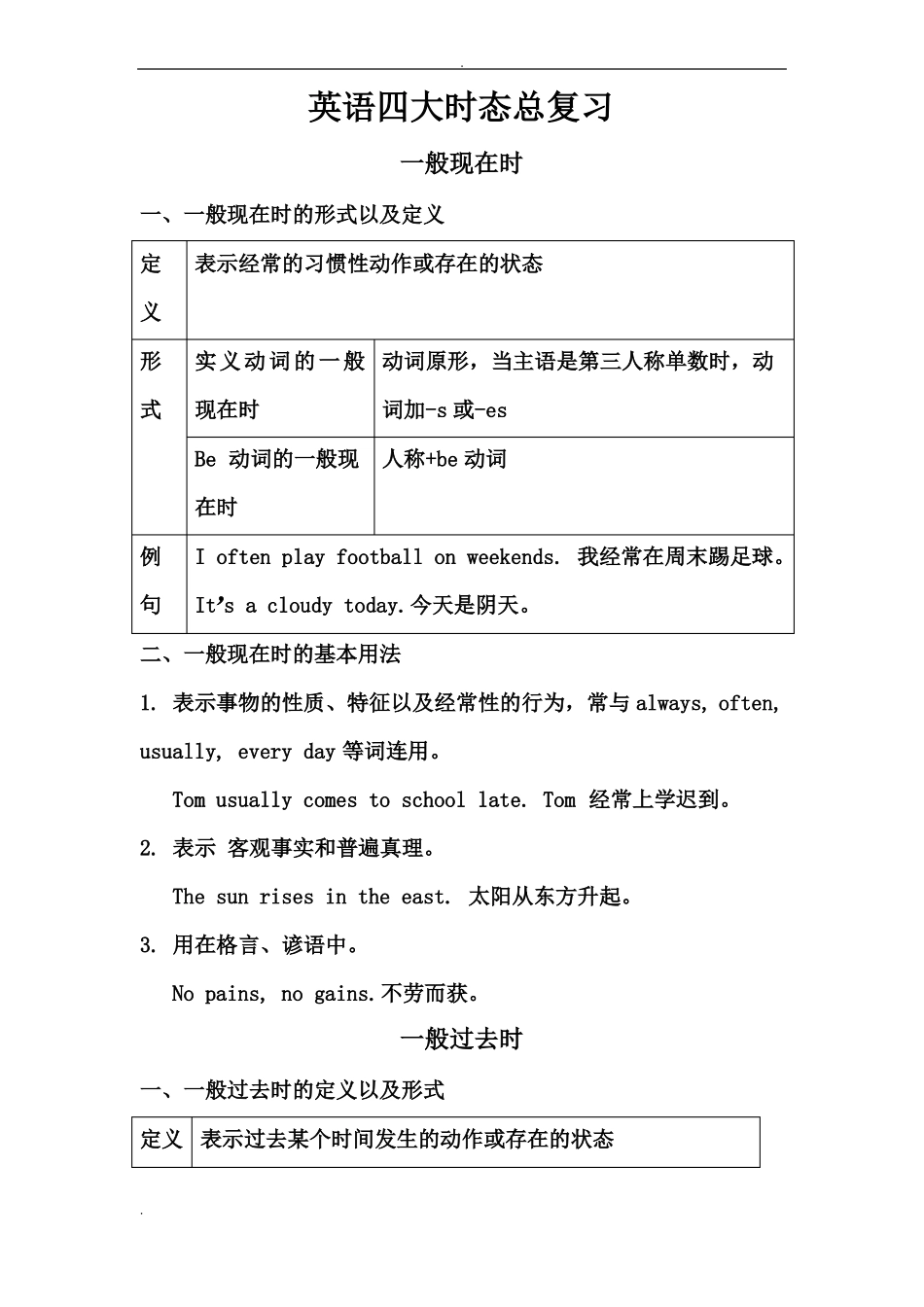 小升初四大时态及习题_第1页