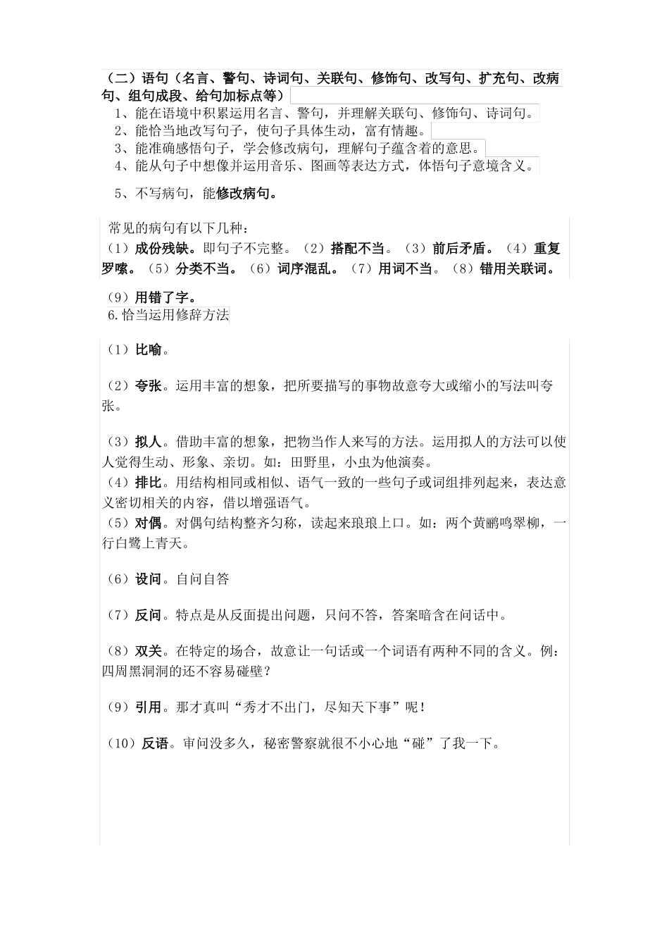 小升初衔接温故之词语、句子_第2页